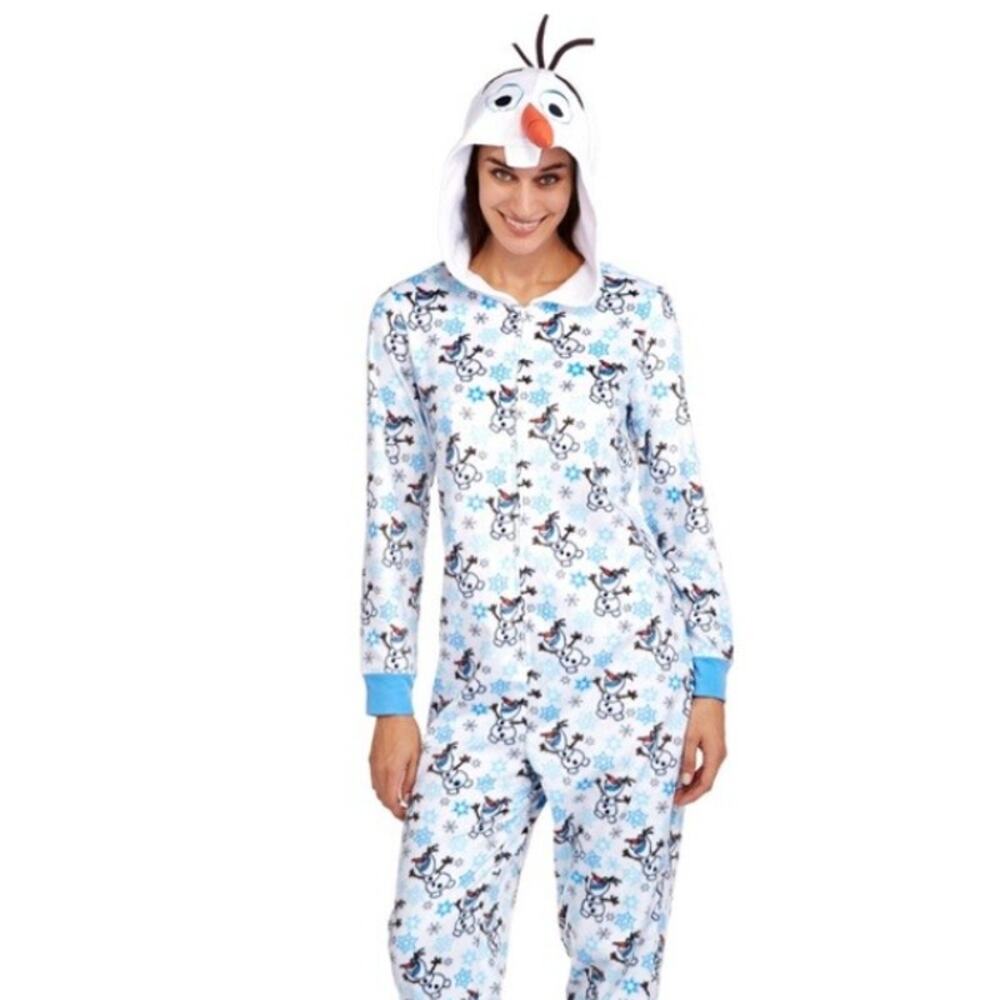 Disney Frozen Olaf Hooded One Piece Womens Pajama Sleepwear – Size Large